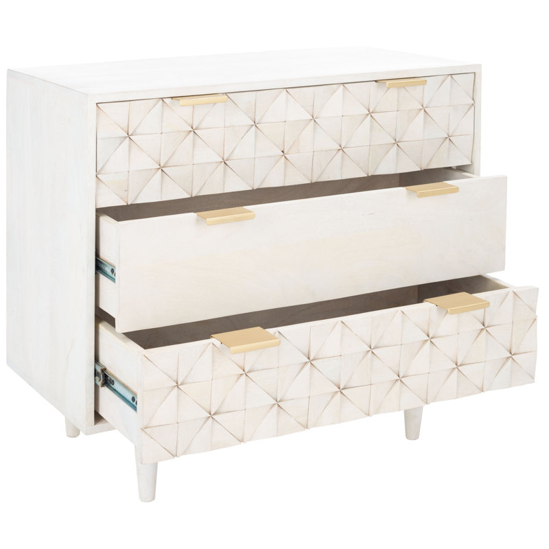 Élégante table de chevet en bois massif 31,8 po Ethier - Commode 3 tiroirs avec pieds fuselés de style Mid-Century moderne