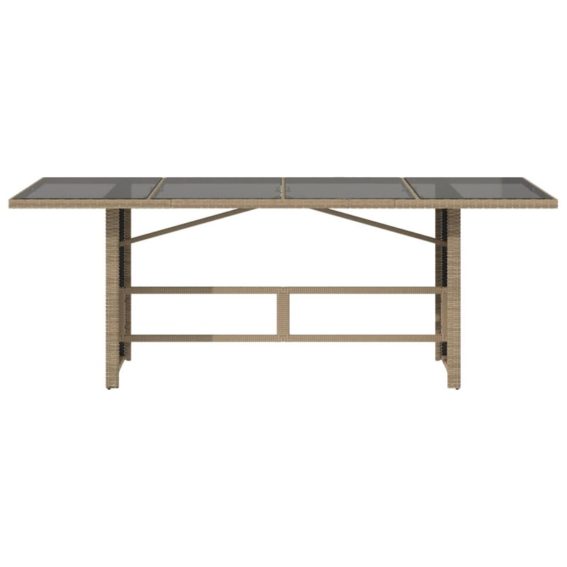 Latitude Run® Patio Table With Glass Top 74.8"X31.5"X29.1" Poly Rattan, Beige