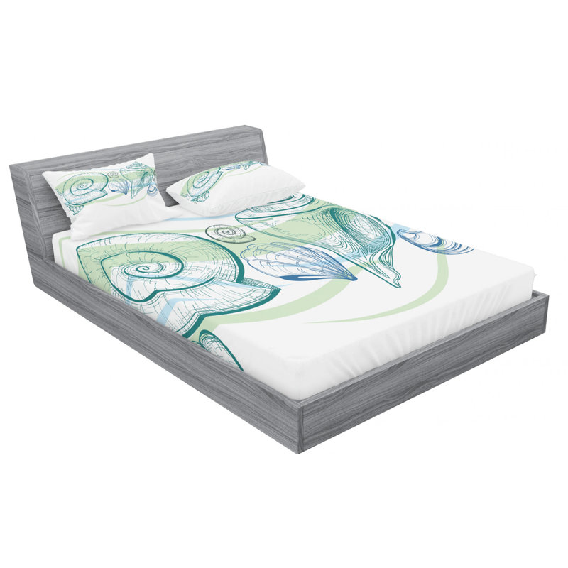 Seashells Microfiber Sheet Set, Full Sheet Set with Fitted Sheet
