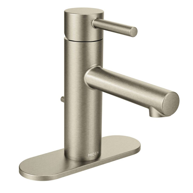 Align Single Hole Bathroom Faucet with Drain Assembly, Brushed Nickel