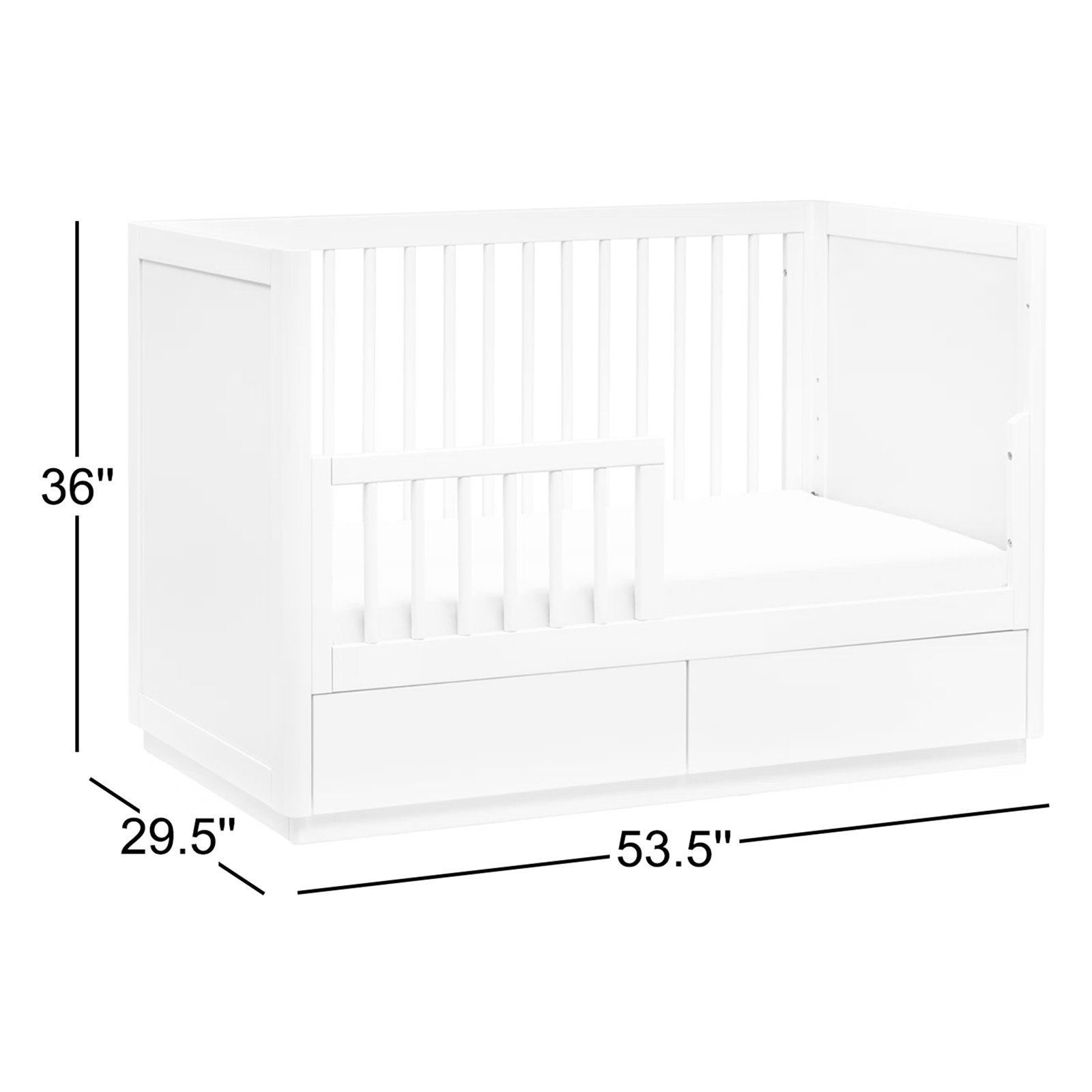 Bento Pine 3-in-1 Convertible Crib, White