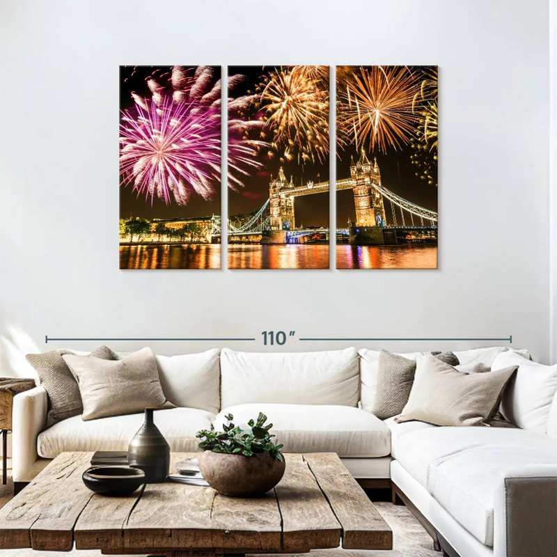 Nicci Fireworks Over Tower Bridge, 48" H x 74" W
