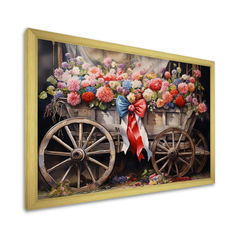 Corail, vieux chariot, impression sur toile, H 12 po x l 20 po x P 1 po, Encadrement doré