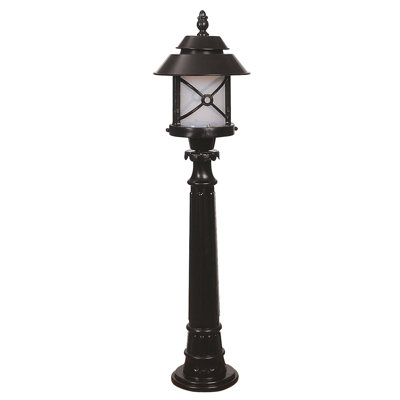 Lampe sur pied d'extérieur avec corps en ABS et capuchon en polycarbonate, noir et blanc, 39,4 po x 10,2 po | Douille E27, 40 W maximum, indice d'étanchéité IP65 | Éclairage élégant et durable pour les espaces traditionnels et industriels