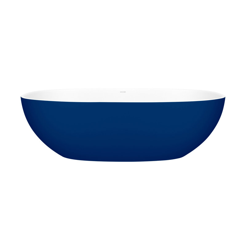 Barcelona 70.875" x 34.125" Freestanding Soaking Bathtub, Matte White, Violet Blue - Matte