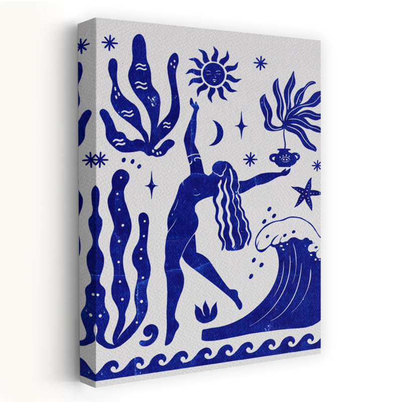 «Celestial Ocean Woman», impression mystique, nature pacifique, océan, art mural, 24" H x 16" W