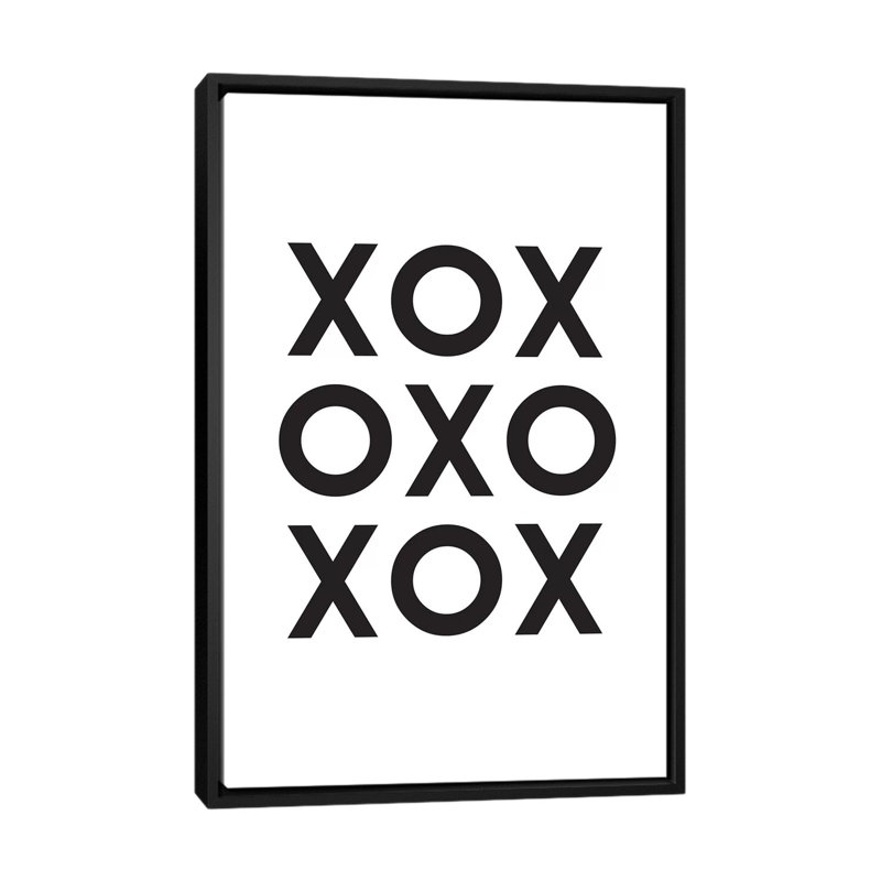 Xox - reproduction d'impression, H 60 po x l 40po x P 1,5 po, Toile avec cadre noir, Pas de tapis