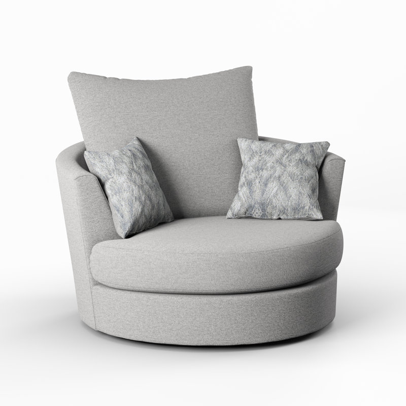 Upholstered Swivel Barrel Chair, Grey