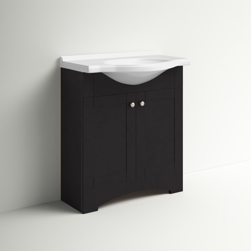 31" Single Bathroom Vanity With Cultured Marble Top, Espresso