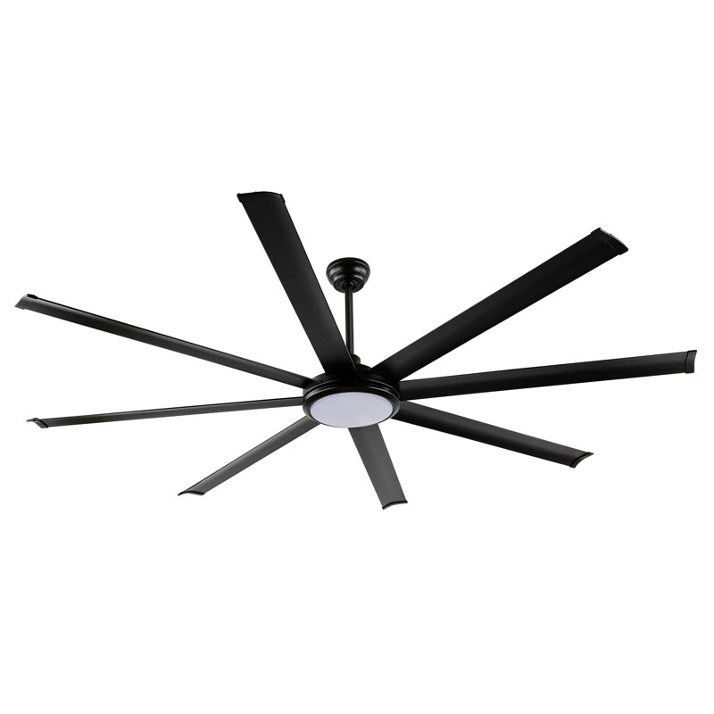 Ventilateur de plafond à DEL à 8 pales Osaze avec télécommande et ensemble d'éclairage inclus, Noir avec pales noires, 64"