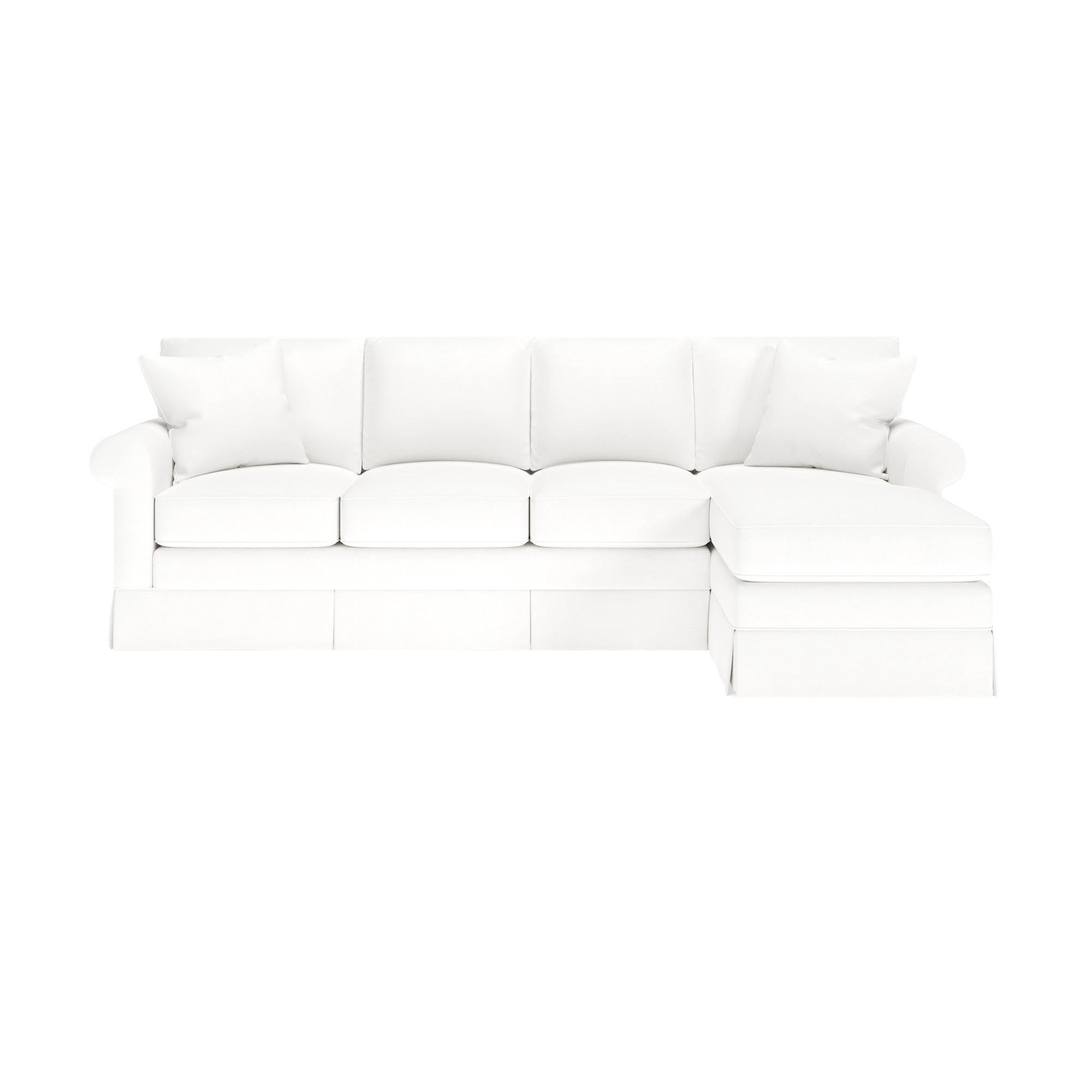 Friedman Upholstered Chaise Sectional, Bayou Off White Canvas, Right Hand Facing