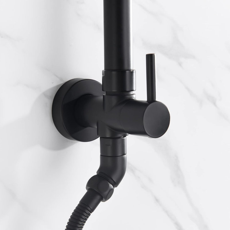 Black Hand Shower System, 9" Rain Shower Head, 2.5 GPM