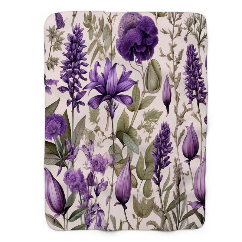 Lilas en fleurs - couverture sherpa de qualité supérieure 1 pièce, Lit simple