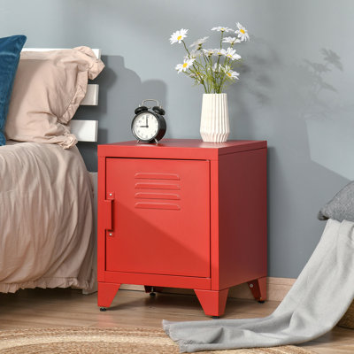 Table de bout industrielle, table d'appoint de salon avec porte de style casier et tablette réglable