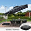 Parasol en porte-à-faux carré 132 po avec base à roulettes, gris-462881545