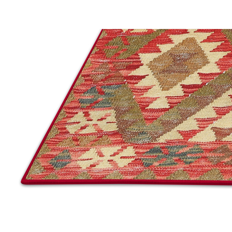 Tapis contemporain orange / brun / crème, Rectangle 4 pi x 6 pi