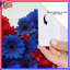 Rideaux de douche extra longs à motifs de cœurs bleus et rouges et de fleurs en forme de cœur.-396765575-396765573