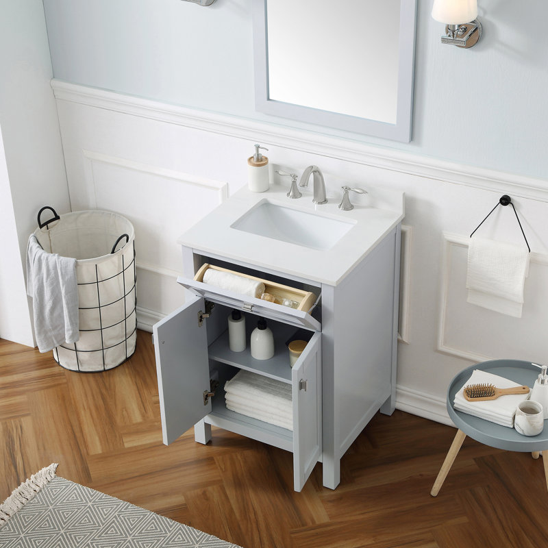 Juniper 24'' Free Standing Single Bathroom Vanity Set with Countertop and Sink, Dove Gray
