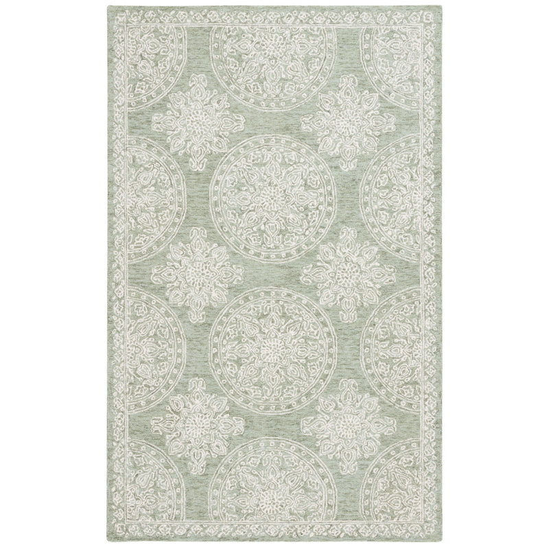Sage and Ivory Hand-Tufted Wool and Synthetic 3' x 5' Rug