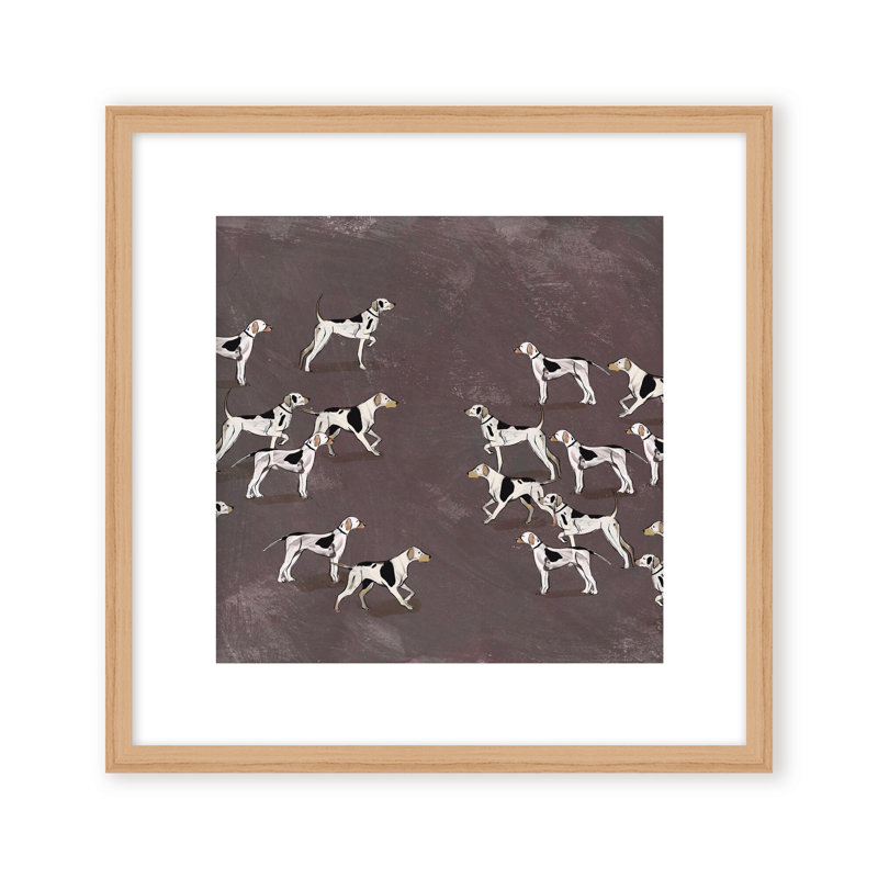 Nature Inspired Modern Ensemble: Sleek Hound Soirée, 36" H x 36" W, Framed Matted Print, Gold