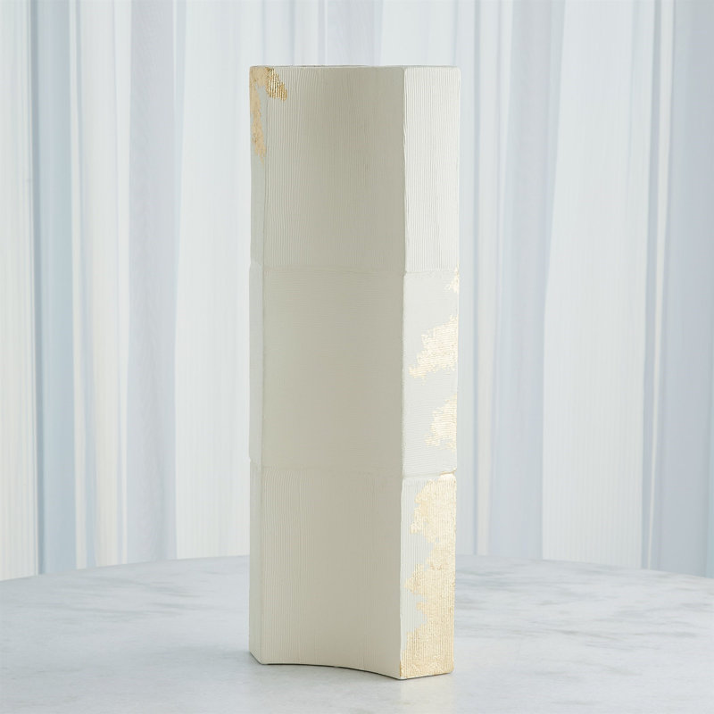 Splashy Gold Leaf Vase-Med, 29" H x 10.75" W x 4.25" D