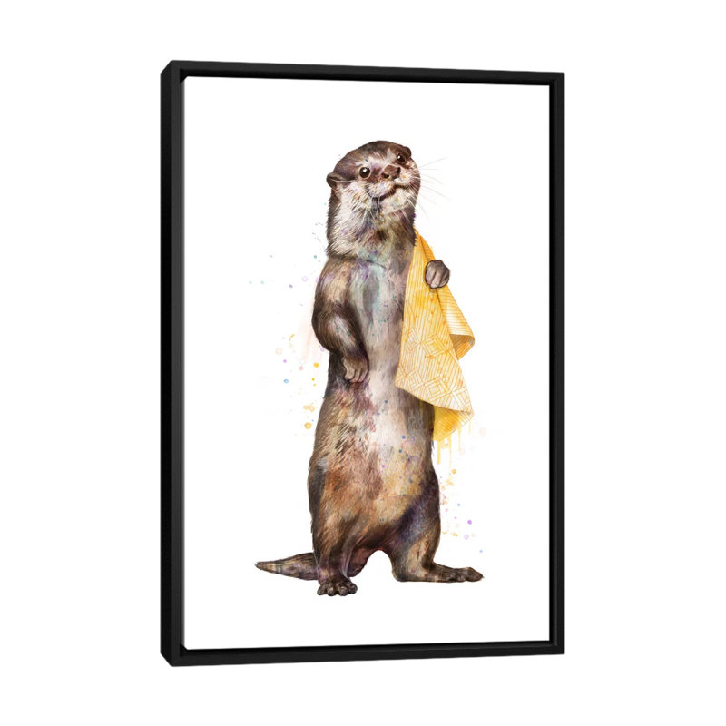 «Otter», reproduction d'impression sur toile, H 26 po x l 18 po x P 1,5 po, Toile avec cadre noir, Pas de tapis