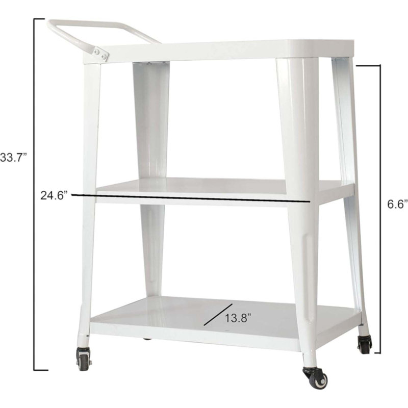 Industrial Dining Cart With Swivel Wheels, White