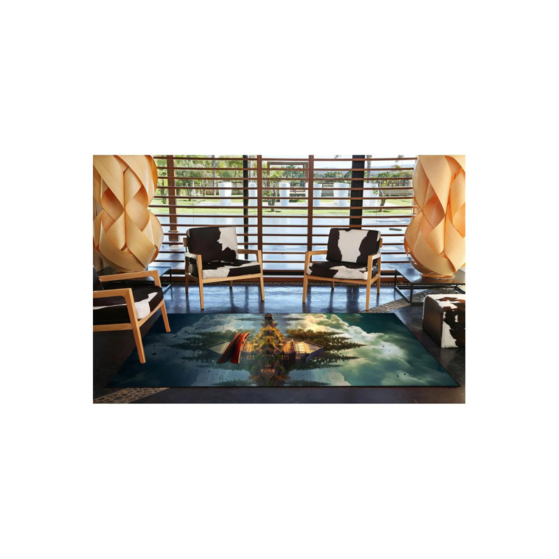 Tapis tissé avec motifs de lac, de montagne et de paysage, Tapis de couloir 2 pi 6 po x 9 pi 11 po