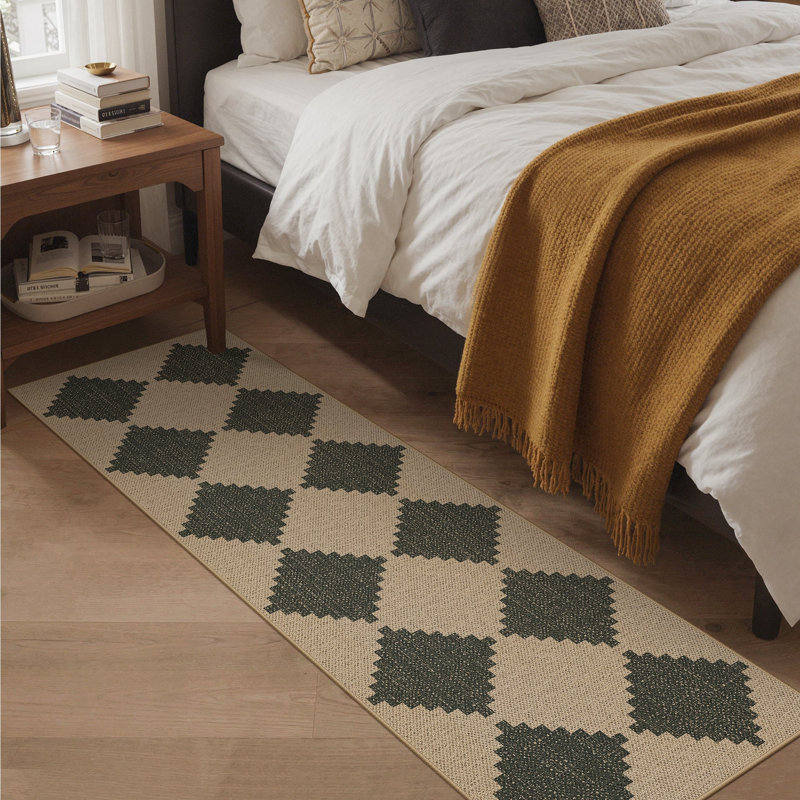 Tapis d'extérieur antidérapant à motif de losanges 2 x 6 lavable à la machine, Tapis de couloir 2 pi x 6 pi