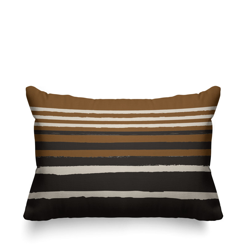 Coussin décoratif abstrait / minimaliste intérieur / extérieur, 14 po x 20 po, Noyer, Rectangulaire