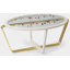 Harp Everly Quinn Table basse Aura moderne en or et en verre trempé super élégant et élégant 50 pouces, avec un design moderne Mid-Century, une table de canapé pour le salon, une finition blanche et un assemblage facile