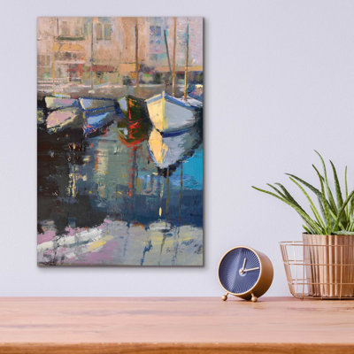 Breakwater Bay 'Valencia Boats' By Beth Forst, Acrylic Glass Wall Art, 24"X36"