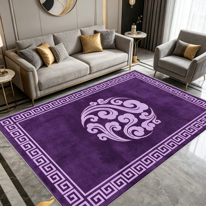Purple Chinese Cloud   area rugs for Living Room, Soft and Comfortable, Suitable for all seasons, easy to maintain, machine washable Indoor floor mat, Under Table Farmhouse suitable for Bedroom, Dining Room, Study,  Balcony, Home Decor Patio