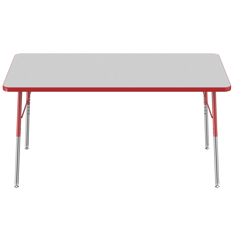 Table d'activité rectangulaire à hauteur réglable en forme de T, Gris / rouge, Super, 36 po x 60 po