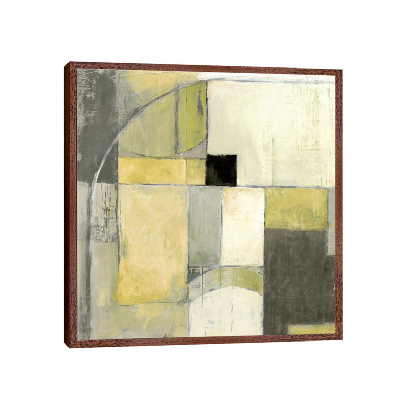 Blues Before Sunrise Yellow And Grey by Mike Schick - Print on Canvas, Classic Brown Wood Framed, 45.72 cm H x 45.72 cm W