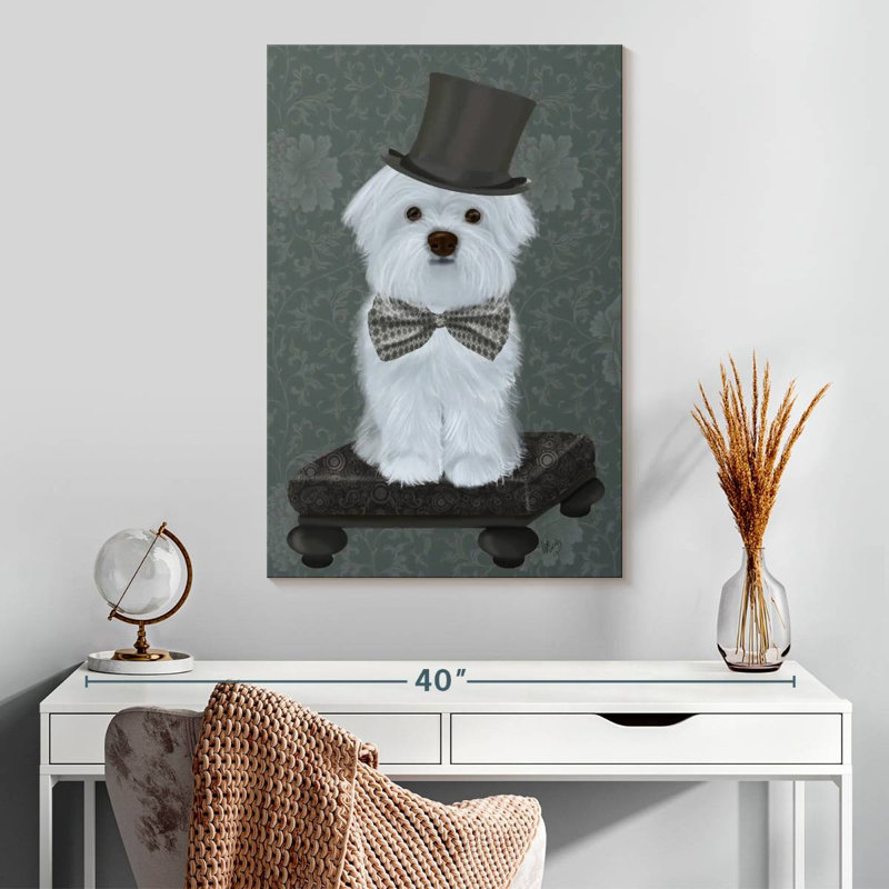 Brampt Maltese With Top Hat, 30" H x 20" W