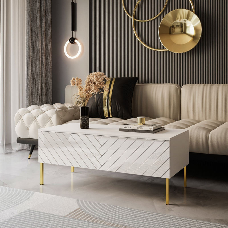 Coffee Table with Storage, White