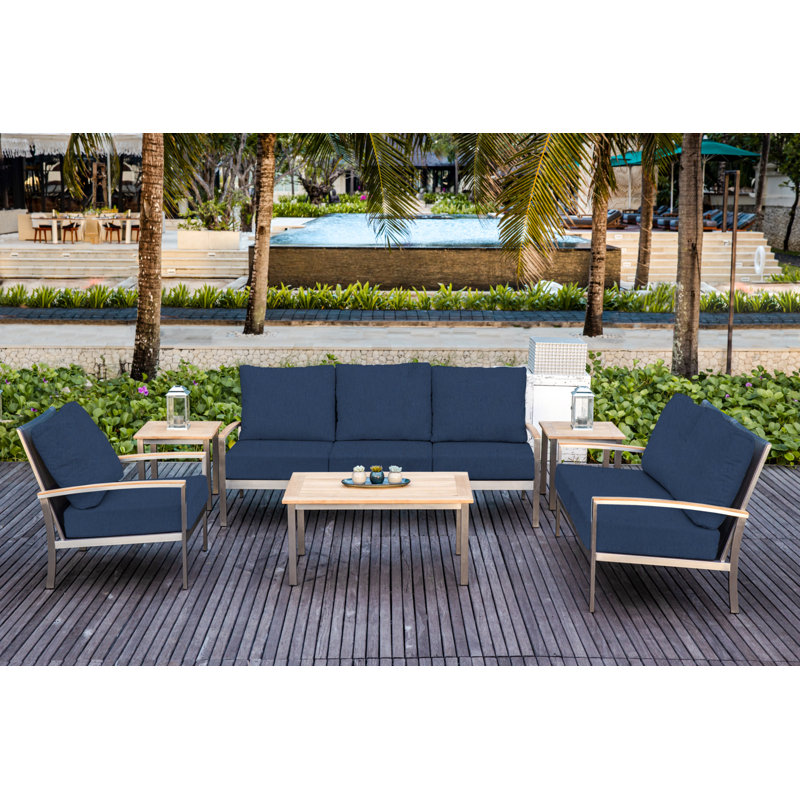 Avanti Stainless Steel Sling Outdoor Deep Seating Lounge Chair, Spectrum Indigo