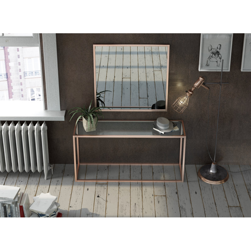 Abdias Glass Top Console Table, 31.5" H x 39.37" W x 15.75" D