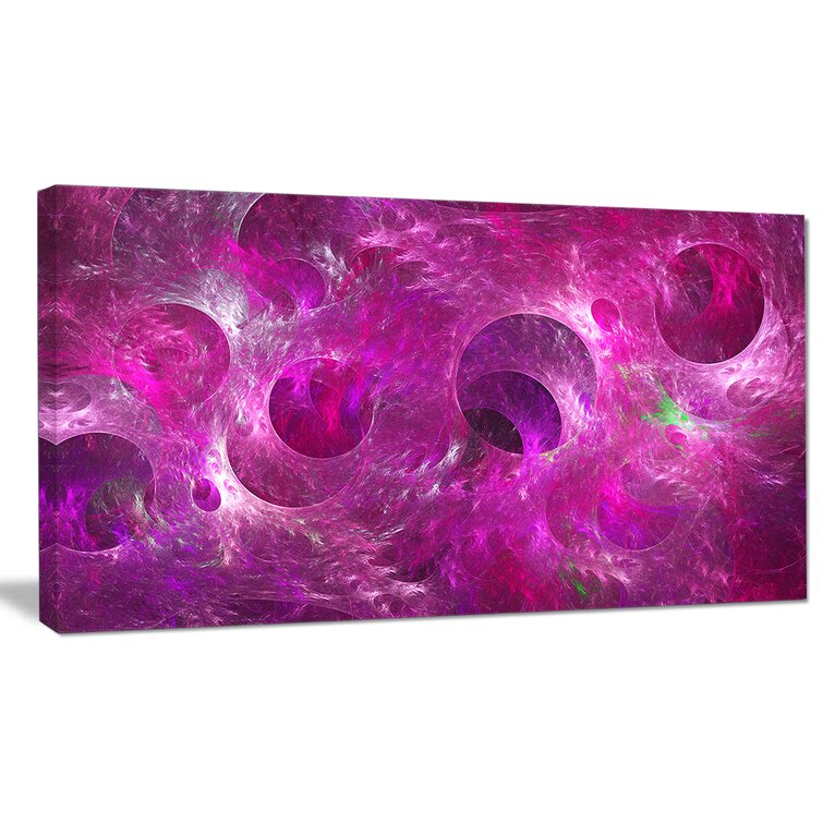 'Dark Pink Fractal Glass Texture' Graphic Art on Wrapped Canvas