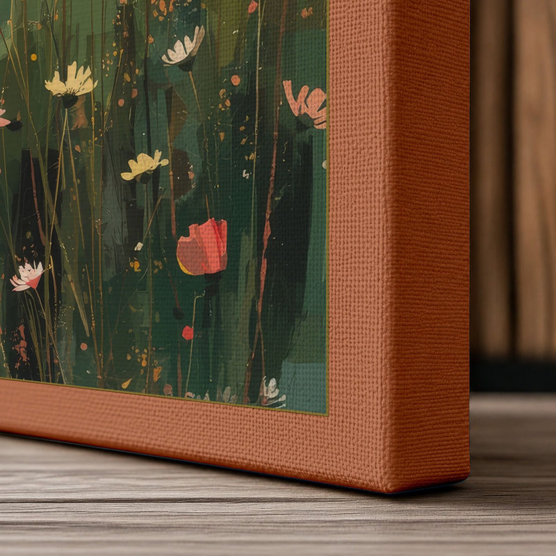 Wildflower Meadow Botanical - Wrapped Canvas, 18x12 - 45.7 x 30.5 cm, Terracotta Border