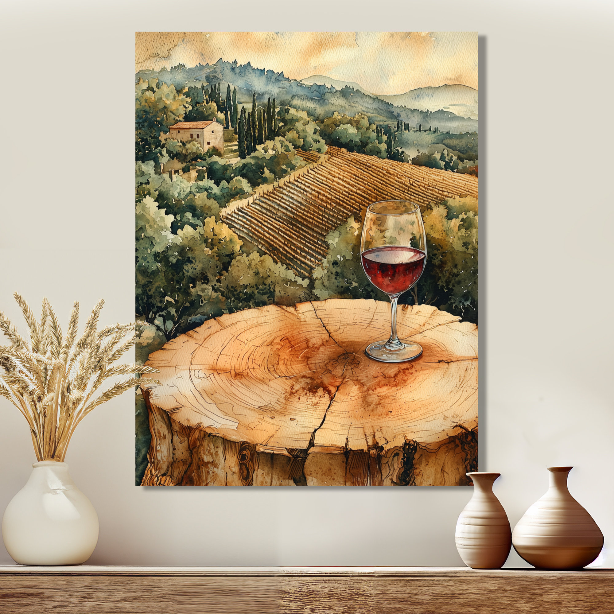 Millwood Pines Vineyard With Glass Of Wine In Bordeau Landscape ...