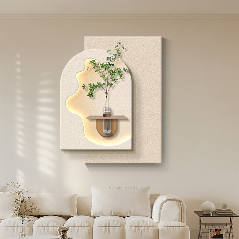 Art mural crème crème en grès, H 31,5 po x l 25,59 po