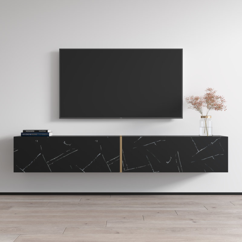 Meuble télé 70,9 po Marmur, Noir