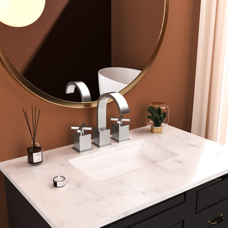 Robinet pour salle de bain à 2 poignées en nickel brossé - Fabriqué en laiton massif et en acier inoxydable, avec des conduites d'alimentation en eau pour un lavabo élégant et spacieux comprenant un lavabo fonctionnel élégant