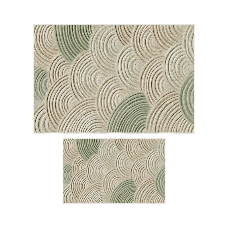 Luxurious Bathmat Set (2 Pieces) - Green, 19.7 x 23.6 inches & 23.6 x 39.4 inches | 100% Polyester, 650 g/m², Pile Height: 0.2 inches | Non-Slip Underside with Dot Base, Machine Washable, Elegant & Functional Design
