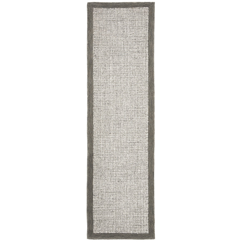Tapis brun / beige en laine touffeté à la main Furr, Tapis de couloir 2 pi 3 po x 10 pi