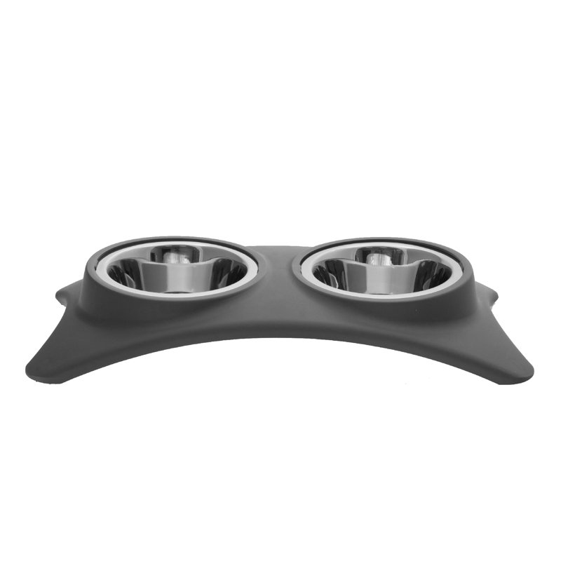 Bol pour animal en forme d'os, 2.7", gris