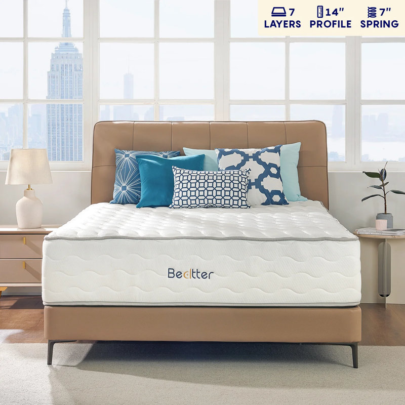 14Hybrid Mattress, Memory Foam & Individually Pocketed Springs for Motion Isolation, Edge Support & Pressure Relief, Fiberglass-Free, CertiPUR-US® Certified, Mattress in a Box