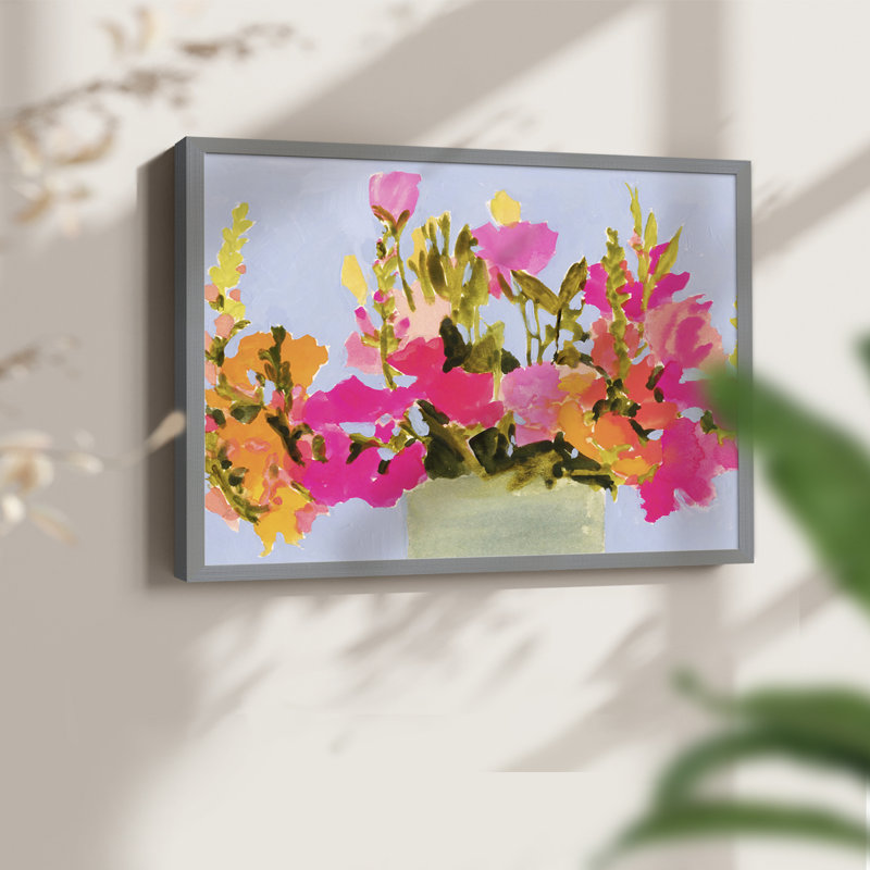 Fleurs saturées de printemps I - reproduction encadrée - réarmable, Gris